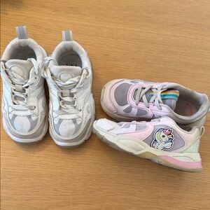 Zara Kids Pink, White and Gray Sneakers with Unicorn Patch